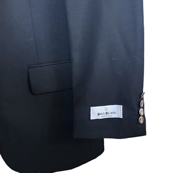 Bill Blass Black Harvard Sports Coat Blazer 100% Wool Gold Bttn Vintage NWT 38R - Picture 5 of 16
